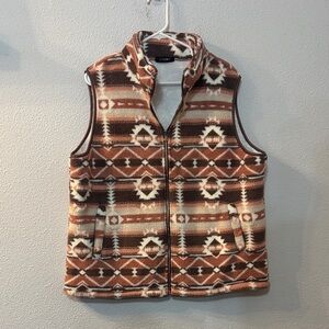 Lomon Brown and Cream Patterned Fleece Vest